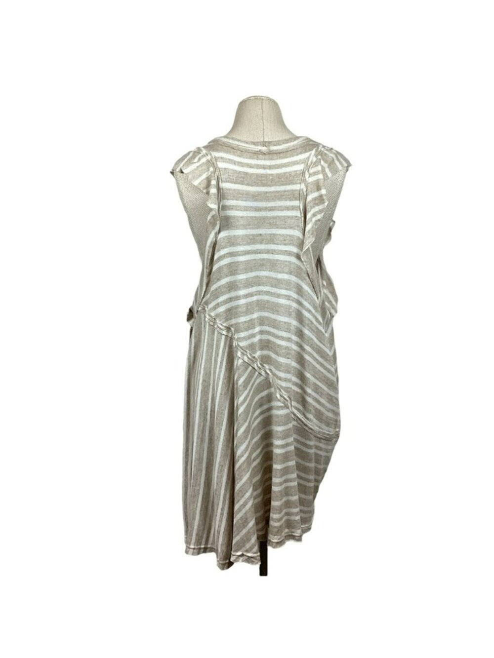Free People Striped Linen-Blend Lightweight Sweater Top Size M Tan/Brown NEW - Picture 6 of 15